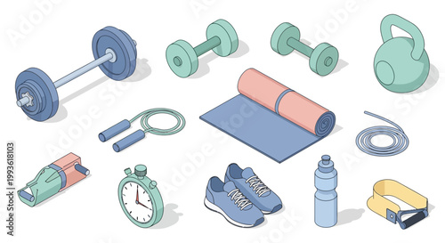 Collection of Isometric Fitness Equipment and Accessories.
