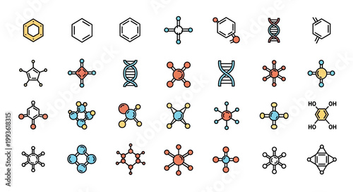 Collection of Molecular Structures and DNA Icons.