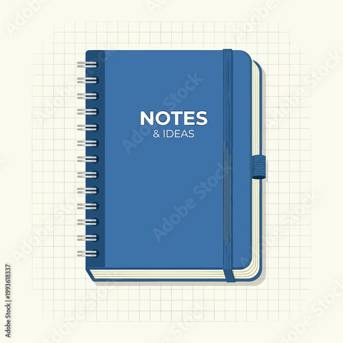 Blue Notebook With Spiral Binding With Elastic Band