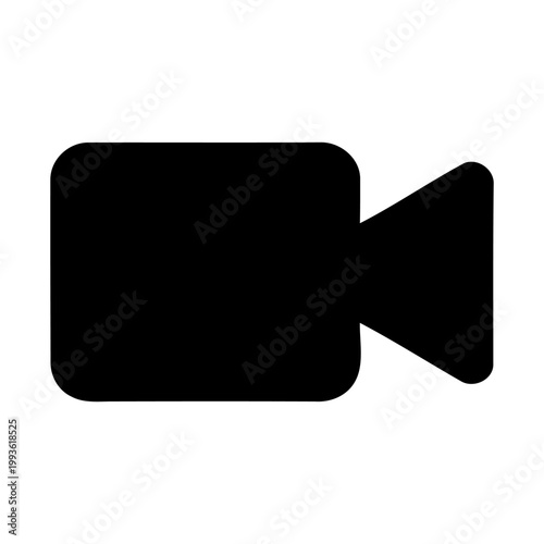 Black solid video camera vector icon for movie recording and cinema production isolated on white background, simple multimedia symbol