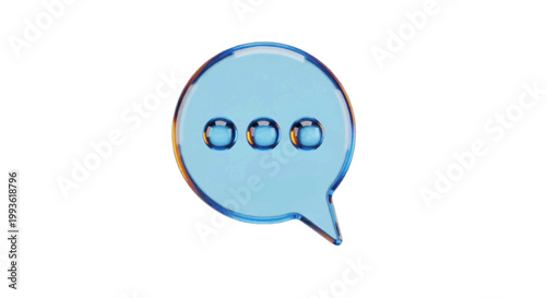 Vector illustration of 3d render of a blue glossy speech bubble icon on a transparent background