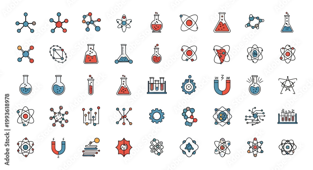 Obraz premium Collection of Science and Technology Icons.