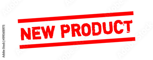 New Product Stamp Label – Red Grunge Rubber Seal Badge for Latest Arrival, Fresh Launch, New Collection Tag and Promotional Marketing Design