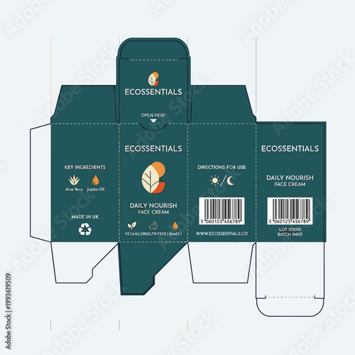 Ecosentials Face Cream Packaging With Box With Text
