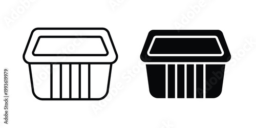 Aluminum foil food container icon concept. Thin line symbol. Solid icons