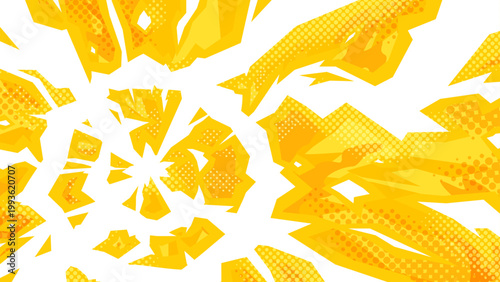 アメコミ風の左下から爆発する光のエフェクトの背景イラスト_黄色_16:9