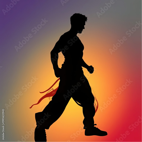 Quiet Strength as a grounded, abstract silhouette resisting surrounding motion, flat or smooth gradient fills, scalable shapes.eps