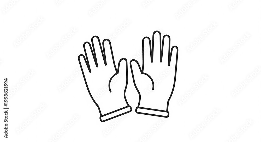 Fototapeta premium Simple Line Art Illustration of a Pair of White Gloves.