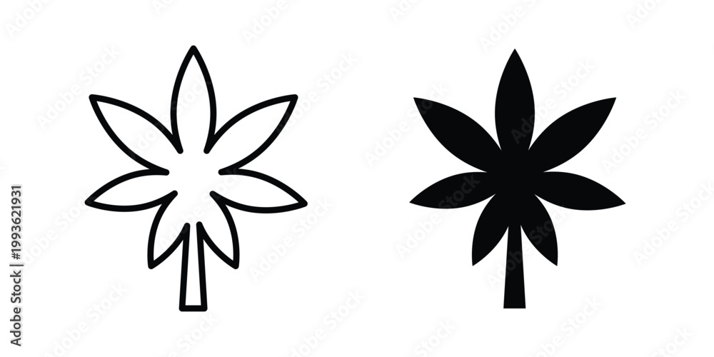 Fototapeta premium Cannabis leaf icon concept. Thin line symbol. Solid icons