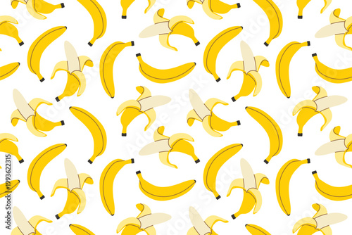 ripe peeled and whole banana seamless pattern, tropical fruit background, minimal clean design for textile and packaging- vector illustration