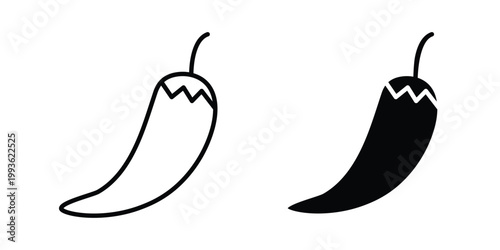 Chilli icon concept. Thin line symbol. Solid icons