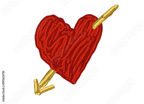 Red heart arrow illustration valentine