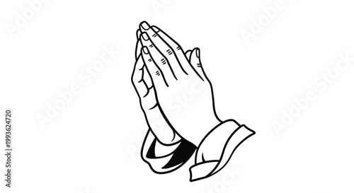 Praying hands in a simple graphic style a striking black silhouette
