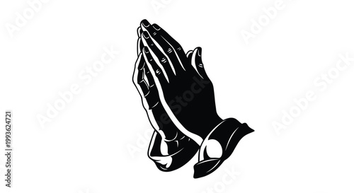 Praying hands in a stark black design a powerful religious silhouette
