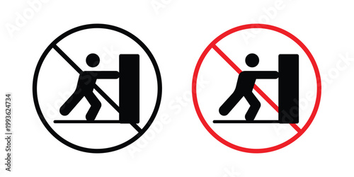 Do not push sign concept. Thin line symbol. Solid icons