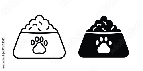 Dog food icon concept. Thin line symbol. Solid icons