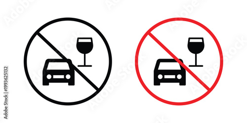 Don't drink and drive sign concept. Thin line symbol. Solid icons
