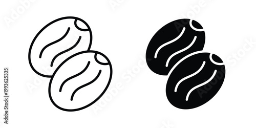 Dry fruit icon concept. Thin line symbol. Solid icons