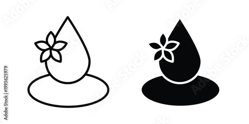 Essentials oil drop icon concept. Thin line symbol. Solid icons