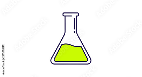 Simple Icon of a Laboratory Flask with Green Liquid.