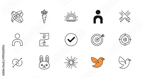 Set of Modern Icons: Business, Lifestyle, and Abstract Symbols
