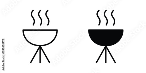 Grill icon concept. Thin line symbol. Solid icons