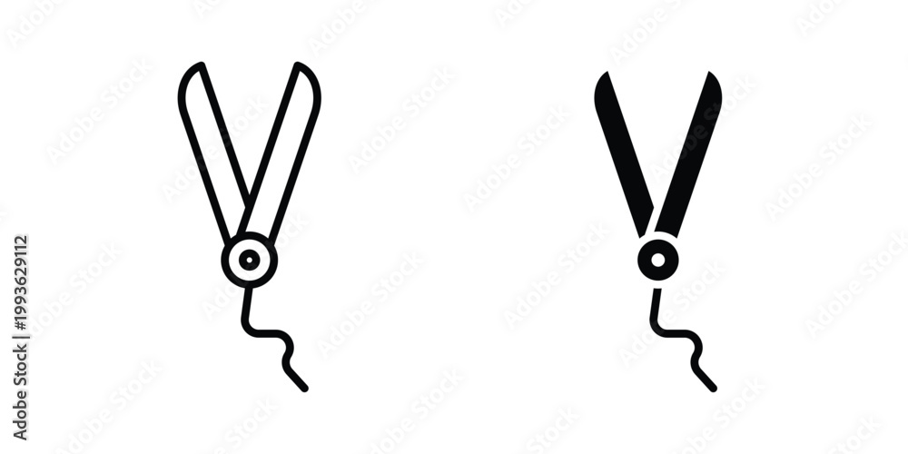 Fototapeta premium Hair straightener icon concept. Thin line symbol. Solid icons