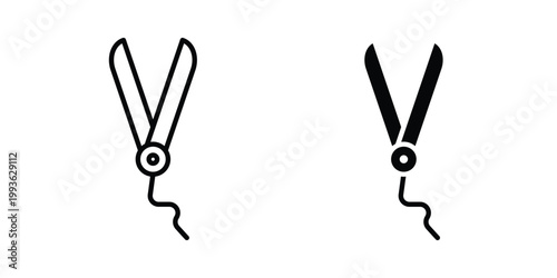 Hair straightener icon concept. Thin line symbol. Solid icons