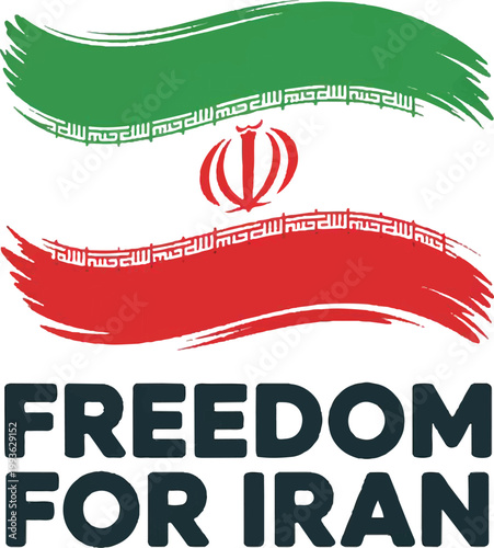 freedom for Iran campaign with flag and bold text