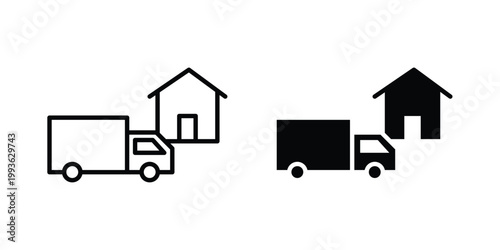Home delivery icon concept. Thin line symbol. Solid icons