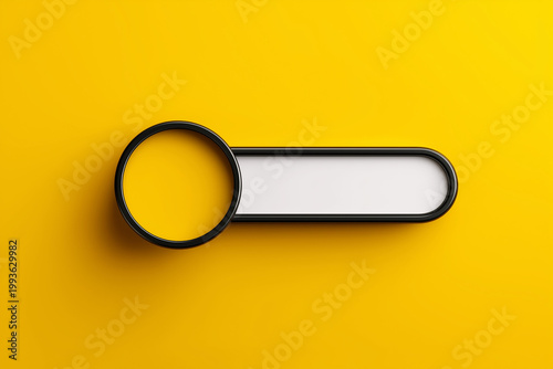 Searching, Magnifying glass, Web browser, Blank search bar on yellow background, Search Bar for UI, Finding work on www, Find ideas as a reference