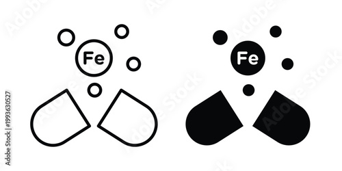 Iron capsule icon concept. Thin line symbol. Solid icons