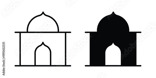 Mosque icon concept. Thin line symbol. Solid icons