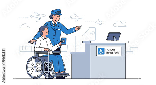 Airport Patient Transport: Wheelchair Assistance with Flight Attendant and Airplanes