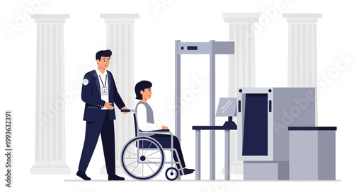Airport Security Checkpoint Assistance for Person in Wheelchair