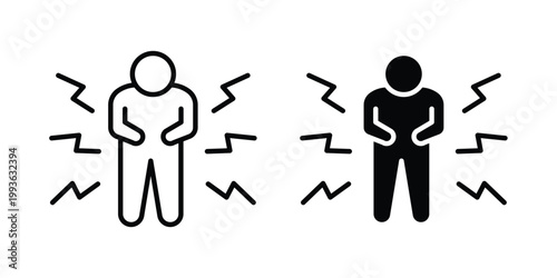 Muscle pain icon concept. Thin line symbol. Solid icons