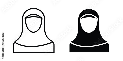 Muslim women icon concept. Thin line symbol. Solid icons