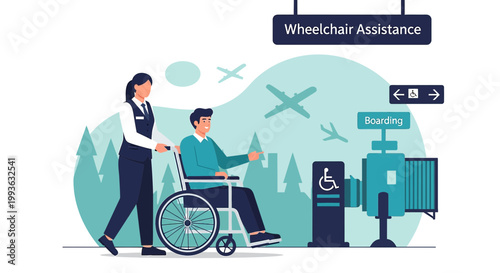 Airport Wheelchair Assistance: Traveler with Disability Gets Help for Boarding