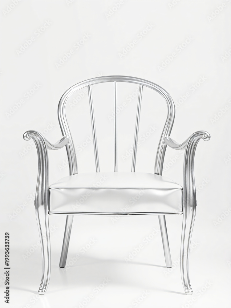 Fototapeta premium silver chair front, PNG format image create white background 