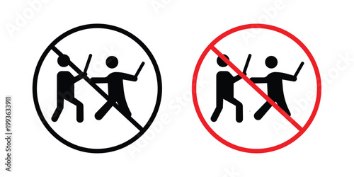 No fight sign concept. Thin line symbol. Solid icons