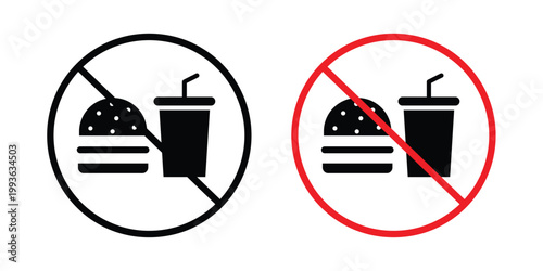 No food allowed sign concept. Thin line symbol. Solid icons