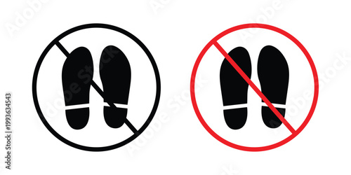 No foot print sign concept. Thin line symbol. Solid icons