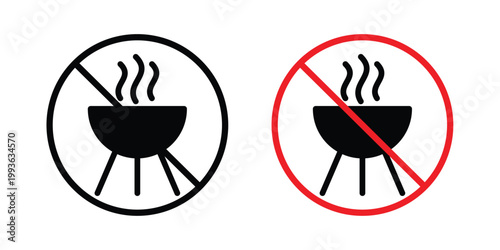 No grill sign concept. Thin line symbol. Solid icons