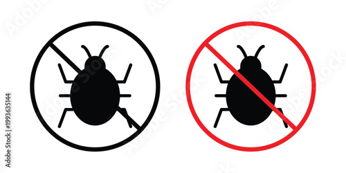 No insect sign concept. Thin line symbol. Solid icons