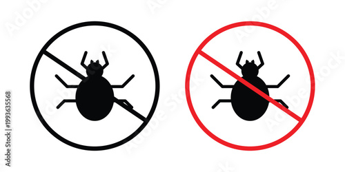 No Mite sign concept. Thin line symbol. Solid icons