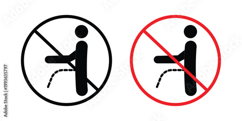 No peeing sign concept. Thin line symbol. Solid icons