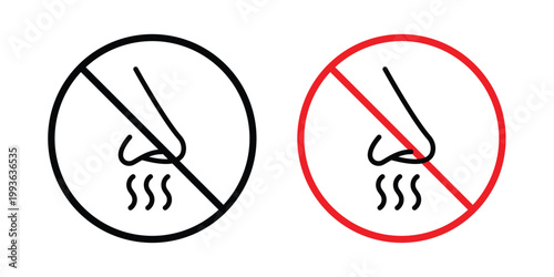 No smell sign concept. Thin line symbol. Solid icons