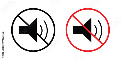 No sound sign concept. Thin line symbol. Solid icons