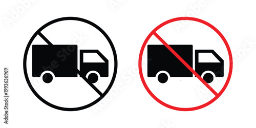 No truck sign concept. Thin line symbol. Solid icons