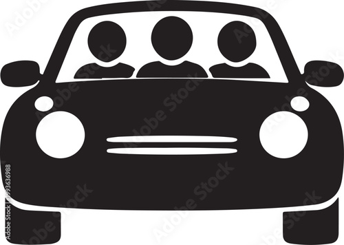 Carpooling icon minimal line style isolated on white background for ride sharing eco transport and community travel concept